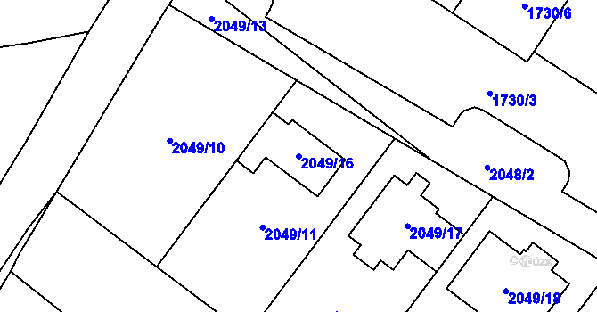 Parcela st. 2049/16 v KÚ Vyškov, Katastrální mapa