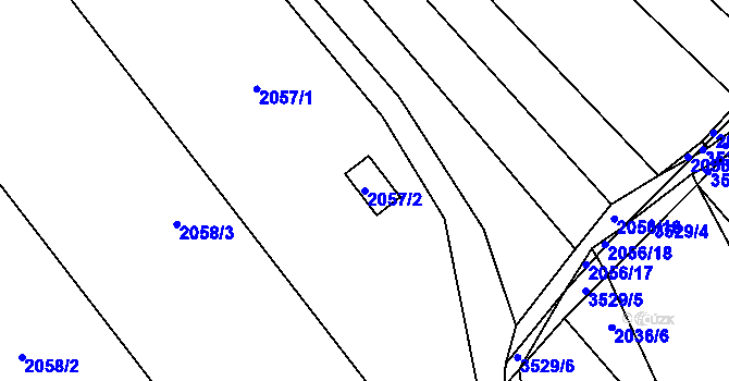 Parcela st. 2057/2 v KÚ Vyškov, Katastrální mapa