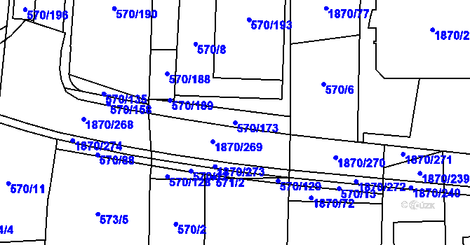 Parcela st. 570/173 v KÚ Vyškov, Katastrální mapa