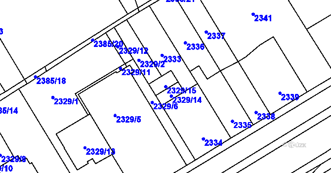 Parcela st. 2329/15 v KÚ Vyškov, Katastrální mapa
