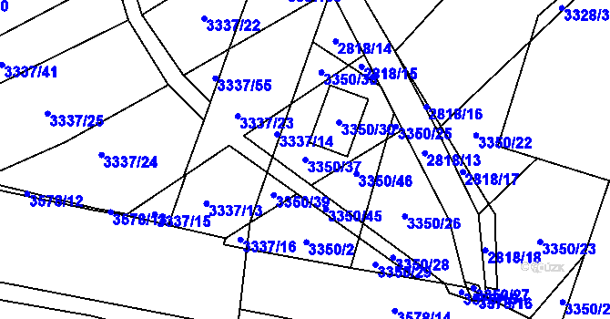Parcela st. 3350/37 v KÚ Vyškov, Katastrální mapa
