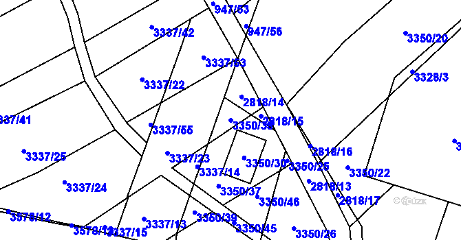 Parcela st. 3350/38 v KÚ Vyškov, Katastrální mapa