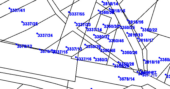 Parcela st. 3350/39 v KÚ Vyškov, Katastrální mapa