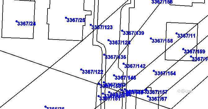Parcela st. 3367/136 v KÚ Vyškov, Katastrální mapa