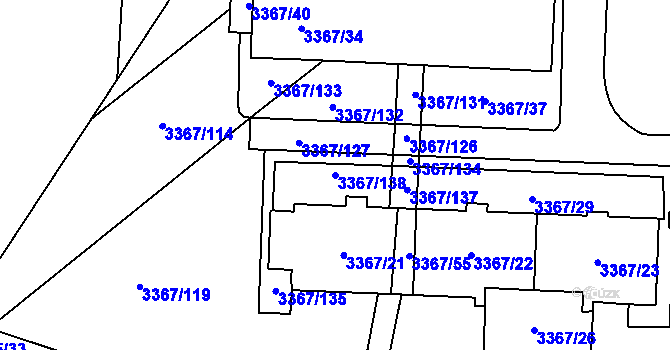 Parcela st. 3367/138 v KÚ Vyškov, Katastrální mapa