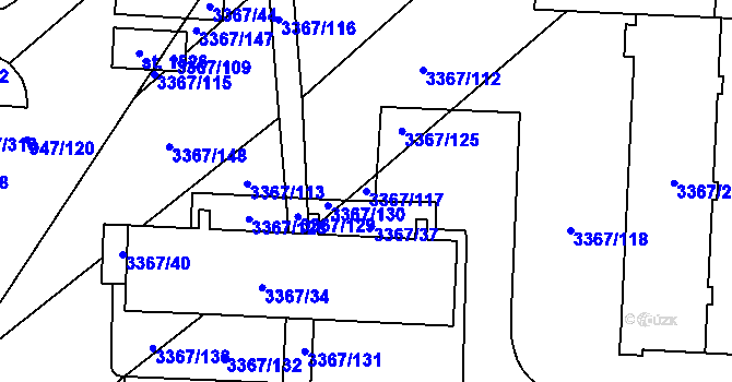 Parcela st. 3367/117 v KÚ Vyškov, Katastrální mapa