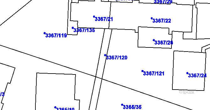 Parcela st. 3367/120 v KÚ Vyškov, Katastrální mapa