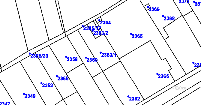 Parcela st. 2363/1 v KÚ Vyškov, Katastrální mapa