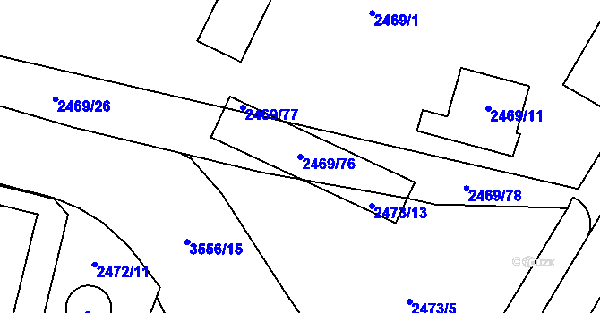 Parcela st. 2469/76 v KÚ Vyškov, Katastrální mapa