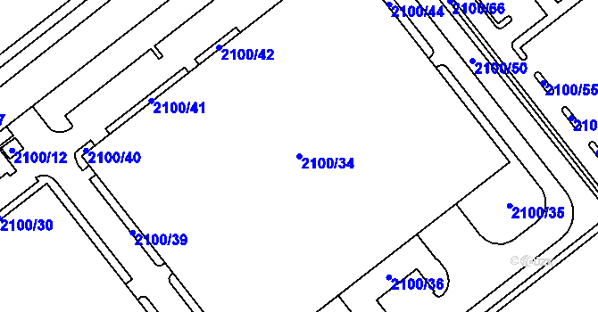 Parcela st. 2100/34 v KÚ Vyškov, Katastrální mapa