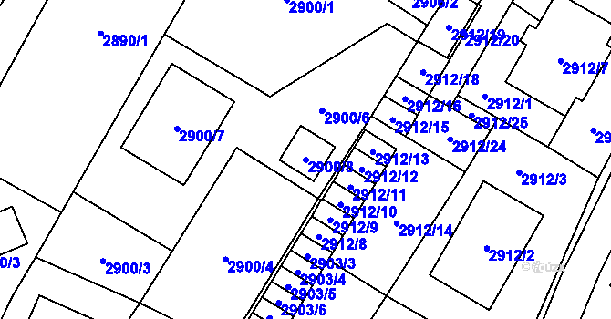 Parcela st. 2900/8 v KÚ Vyškov, Katastrální mapa
