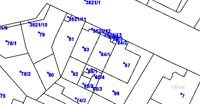 Parcela st. 84/1 v KÚ Vyškov, Katastrální mapa