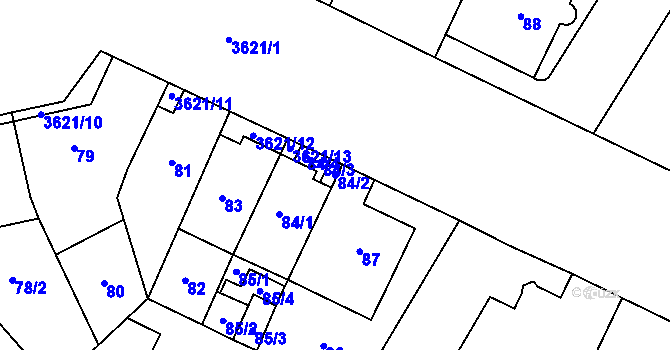 Parcela st. 84/2 v KÚ Vyškov, Katastrální mapa
