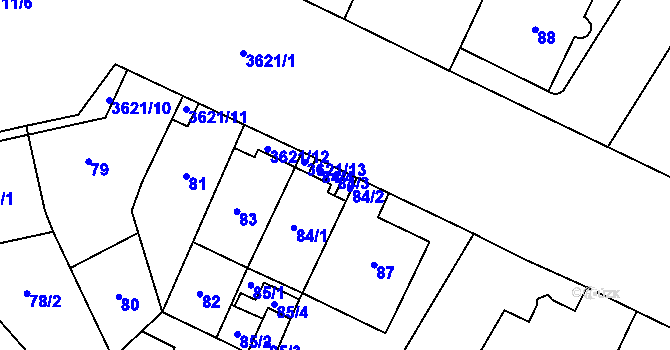 Parcela st. 84/3 v KÚ Vyškov, Katastrální mapa