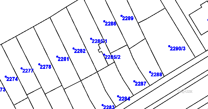 Parcela st. 2285/2 v KÚ Vyškov, Katastrální mapa