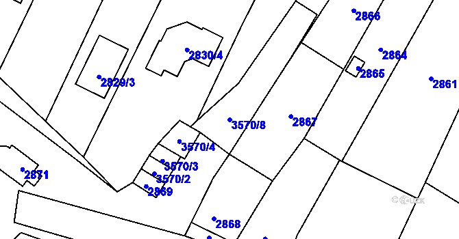 Parcela st. 3570/8 v KÚ Vyškov, Katastrální mapa