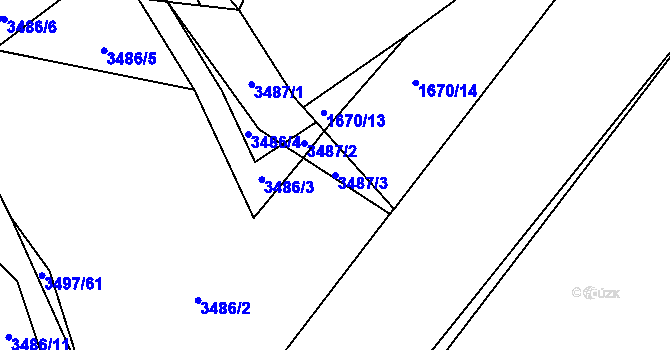 Parcela st. 3487/3 v KÚ Vyškov, Katastrální mapa