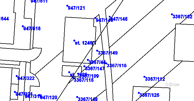 Parcela st. 3367/149 v KÚ Vyškov, Katastrální mapa