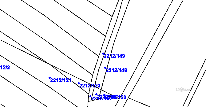 Parcela st. 2212/149 v KÚ Vyškov, Katastrální mapa