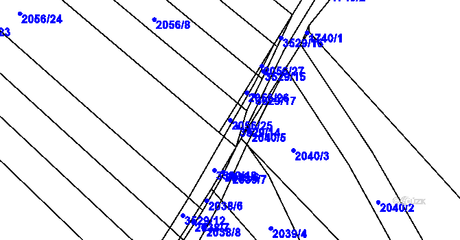 Parcela st. 2056/25 v KÚ Vyškov, Katastrální mapa