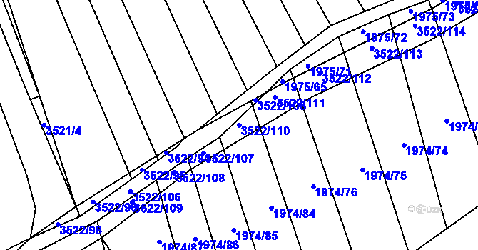 Parcela st. 3522/110 v KÚ Vyškov, Katastrální mapa