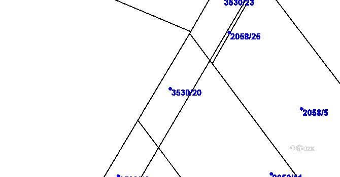 Parcela st. 3530/20 v KÚ Vyškov, Katastrální mapa