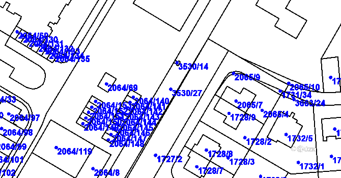 Parcela st. 3530/27 v KÚ Vyškov, Katastrální mapa