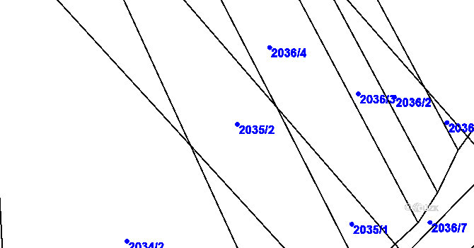 Parcela st. 2035/2 v KÚ Vyškov, Katastrální mapa