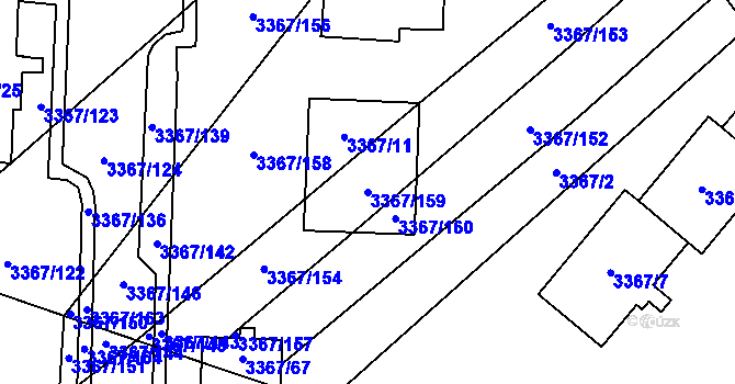 Parcela st. 3367/159 v KÚ Vyškov, Katastrální mapa