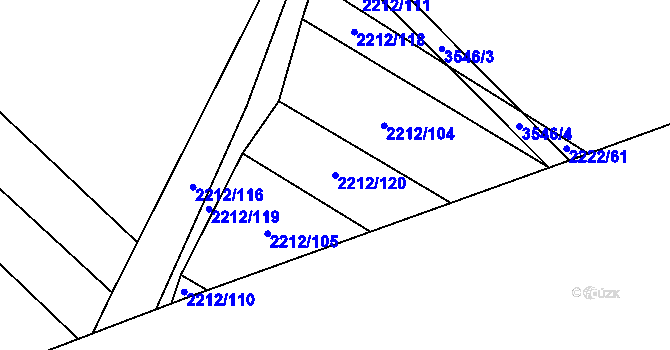 Parcela st. 2212/120 v KÚ Vyškov, Katastrální mapa