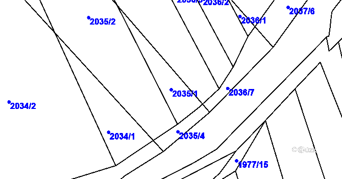 Parcela st. 2035/1 v KÚ Vyškov, Katastrální mapa
