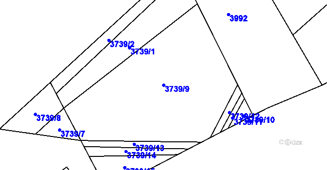 Parcela st. 3739/9 v KÚ Vyškov, Katastrální mapa