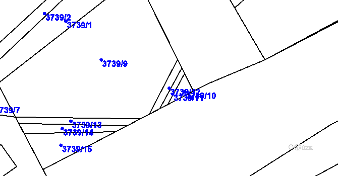 Parcela st. 3739/12 v KÚ Vyškov, Katastrální mapa