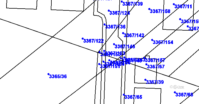 Parcela st. 3367/150 v KÚ Vyškov, Katastrální mapa