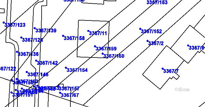 Parcela st. 3367/160 v KÚ Vyškov, Katastrální mapa