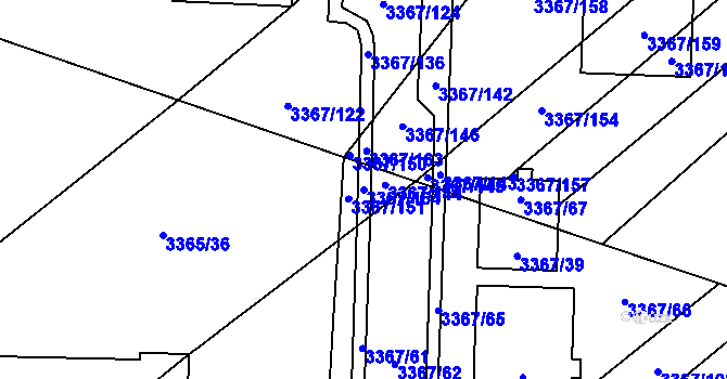 Parcela st. 3367/164 v KÚ Vyškov, Katastrální mapa