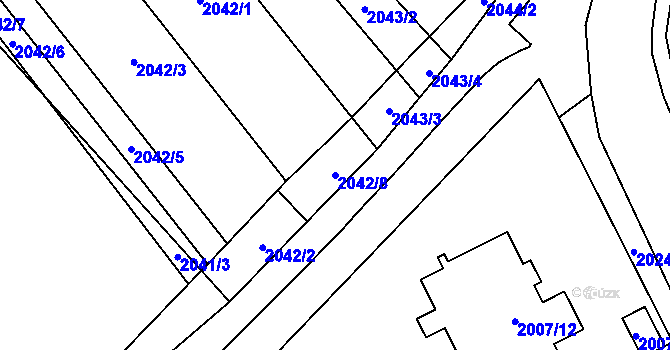 Parcela st. 2042/8 v KÚ Vyškov, Katastrální mapa