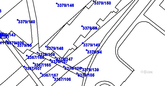 Parcela st. 3379/149 v KÚ Vyškov, Katastrální mapa