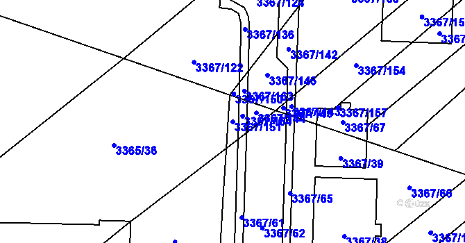 Parcela st. 3367/151 v KÚ Vyškov, Katastrální mapa