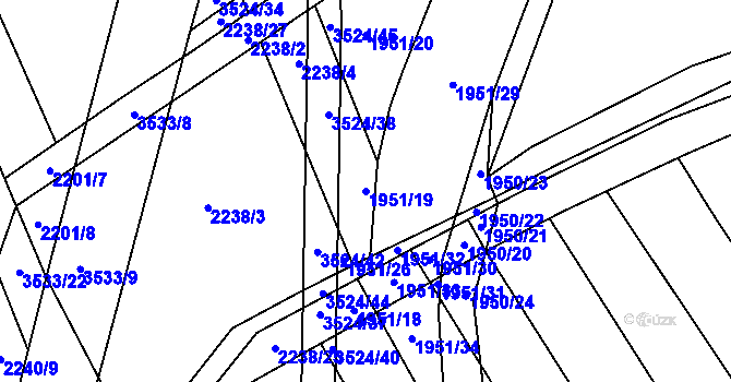 Parcela st. 1951/19 v KÚ Vyškov, Katastrální mapa