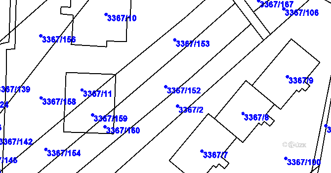 Parcela st. 3367/152 v KÚ Vyškov, Katastrální mapa