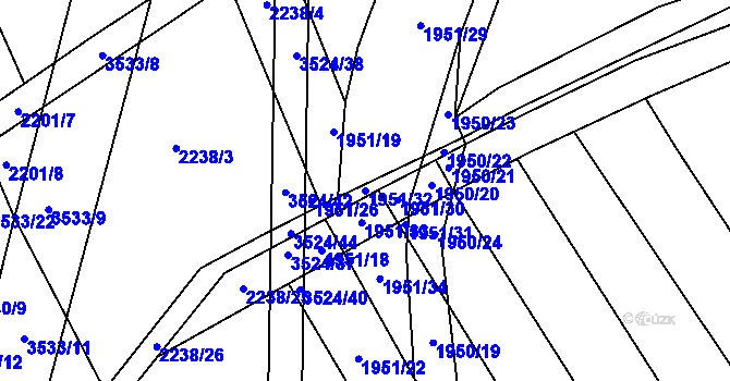 Parcela st. 1951/32 v KÚ Vyškov, Katastrální mapa