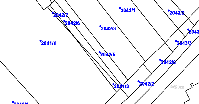 Parcela st. 2042/5 v KÚ Vyškov, Katastrální mapa