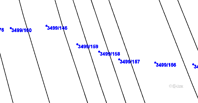 Parcela st. 3499/158 v KÚ Vyškov, Katastrální mapa
