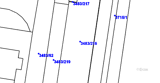 Parcela st. 3483/216 v KÚ Vyškov, Katastrální mapa