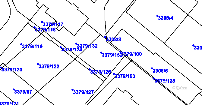 Parcela st. 3379/152 v KÚ Vyškov, Katastrální mapa