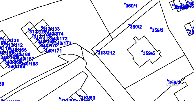 Parcela st. 313/212 v KÚ Vyškov, Katastrální mapa