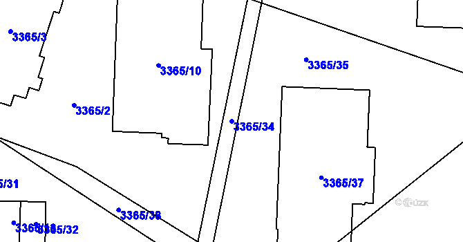 Parcela st. 3365/34 v KÚ Vyškov, Katastrální mapa