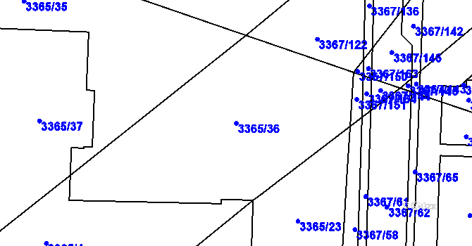 Parcela st. 3365/36 v KÚ Vyškov, Katastrální mapa