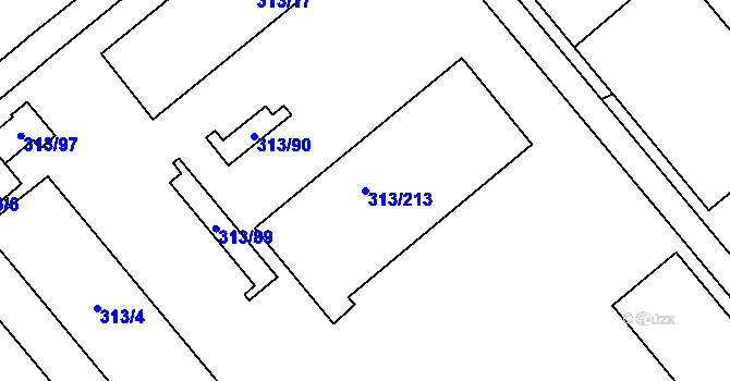 Parcela st. 313/213 v KÚ Vyškov, Katastrální mapa